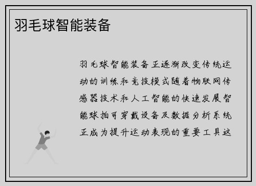 羽毛球智能装备